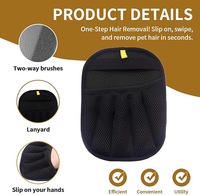 2 PCS Pet Hair Removal Glove for Cats & Dogs–Reusable Magic Brush Pet Hair Remover,Upgraded 5-Finger Electrostatic Pet Hair Gloves, Removes Loose Hair from Furniture,Clothes & Car Seats