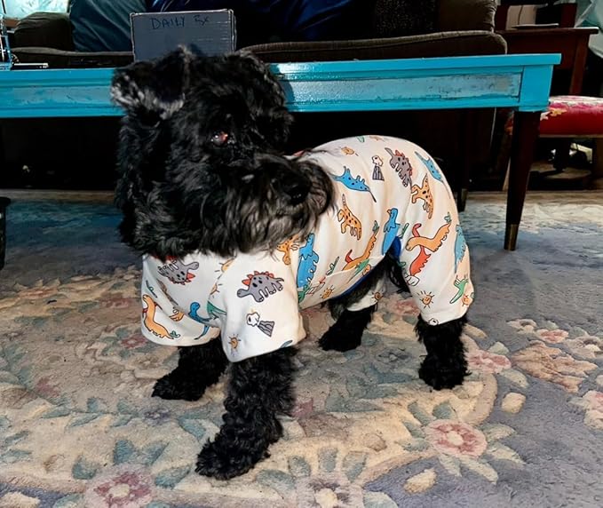 Dino Pet Pajamas Dog Jumpsuit Puppy Clothes, Cotton Pet Pajamas Kitten Soft Material Small Dog Onesie Cat Sweater Puppy Pjs Chihuahua Yorkie Onesie (Dino Pajamas, Medium)