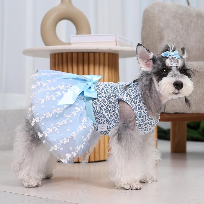 CuteBone Dog Birthday Dress Girl Puppy Skirt Tutu Cat Wedding Outfit Pet Party Clothes for Small Dogs Costume DD22S
