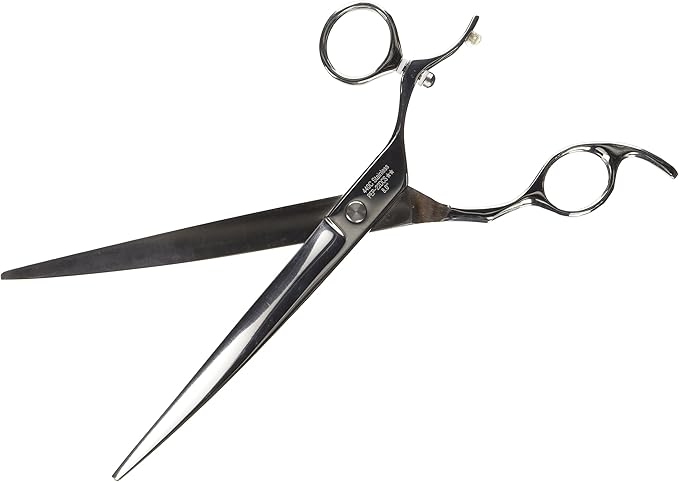 ShearsDirect Japanese 440C Stainless Steel Curved Shear with Swivel Off Set Handle Design, 8-Inch