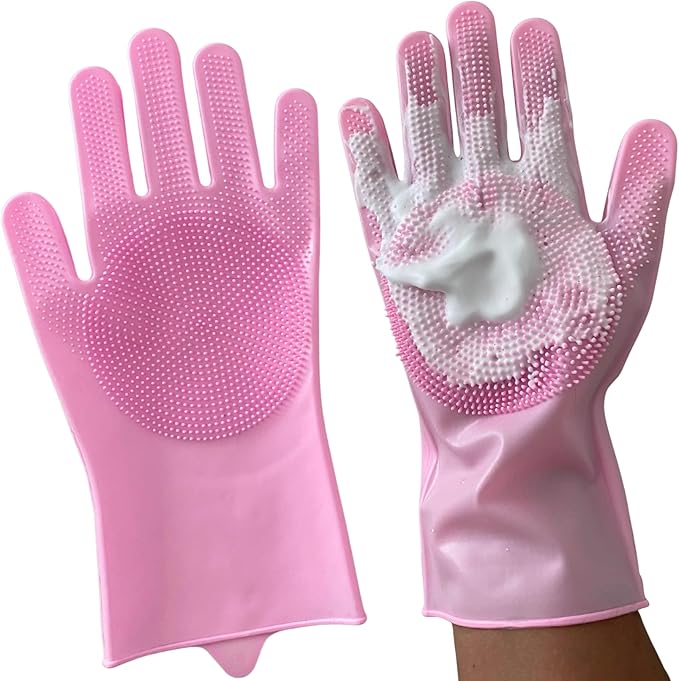 Extra Thick Grooming Gloves for Cats & Dogs - Pet Hair Removal Glove, Silicone Brush for Dog or Cat Washing, Puppy Bath Supplies for Shedding Cleaning & Bathing, Shower Shampoo Scrub
