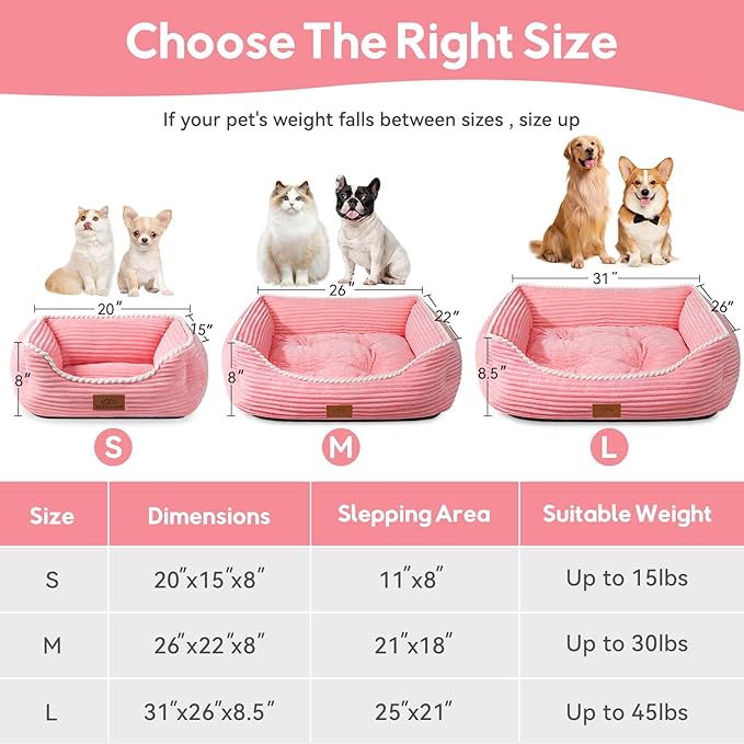 Zerbuger Orthopedic Dog Bed for Large Dogs,Dog Sofa Beds Supportive Foam Pet Couch Bed with Removable Washable Mat and Nonskid Bottom (Large, Pink)