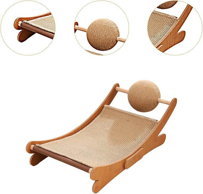 Cat Scratcher Bed for Indoor Cats Mini Beach Chair with Scratching Ball - Sturdy Furniture Pet Bed for Small Animals & Kittens- Sisal