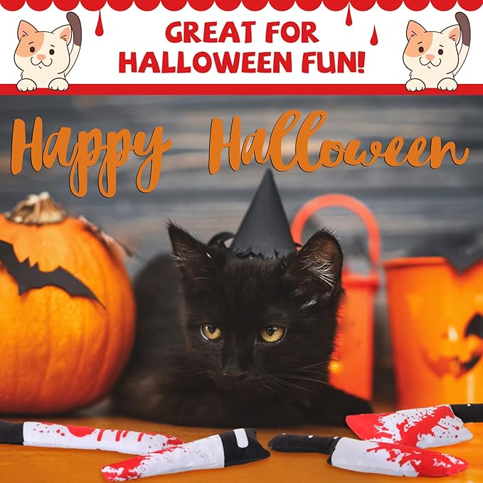 Honoson 8 Pcs Cat Catnip Toys Horror Knife Shaped Kitten Catnip Crinkly Sound Toys Indoor Outdoor Exercise for All Cat Breeds, 7.8 Inches