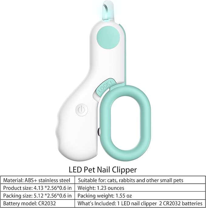 Pet nail clippers with LED Lights cat nail clippers for indoor cats nail trimmer clippers for small dog nail trimmers Cats rabbits nail clippers Bird Kittens (blue)