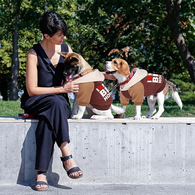 Fashionable Dog Hoodie – Soft & Warm Dog Sweater with Leash Hole,Pet Hooded Sweatshirt for Cats and Dogs with Broad Chests (e.g., French Bulldogs, Pitbulls) (Brown(House), X-Small)