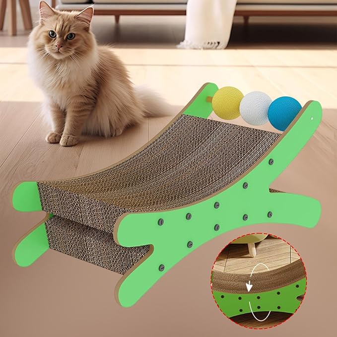 Cat Couch Scratcher Scratching Pad Modern Pet Furniture Cardboard Scratching Nest Cat Bed for Resting Playing Sleeping- Green