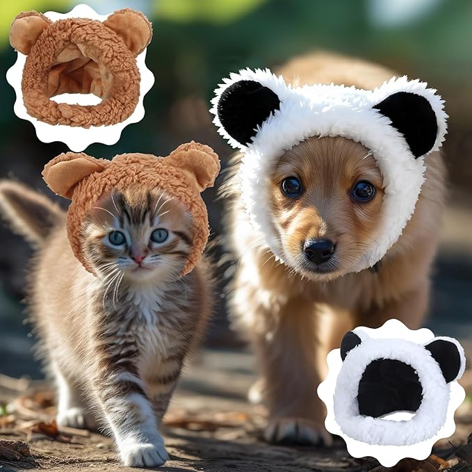 Weewooday 5 Pieces Cat Hats Costume Bunny Hat Outfit with Ears Small Dogs Kitten Puppy Party Costume Accessory Headwear(Lovely Style)