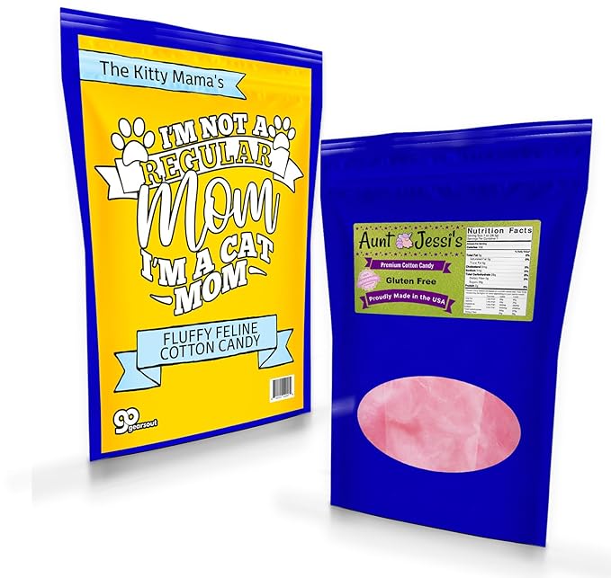 Delightful Fluffy Feline Cat Mom Cotton Candy - Gourmet Pet Treats with Irresistible Flavor for Happy Cats - Pouch for Spoiling Your Feline Friend