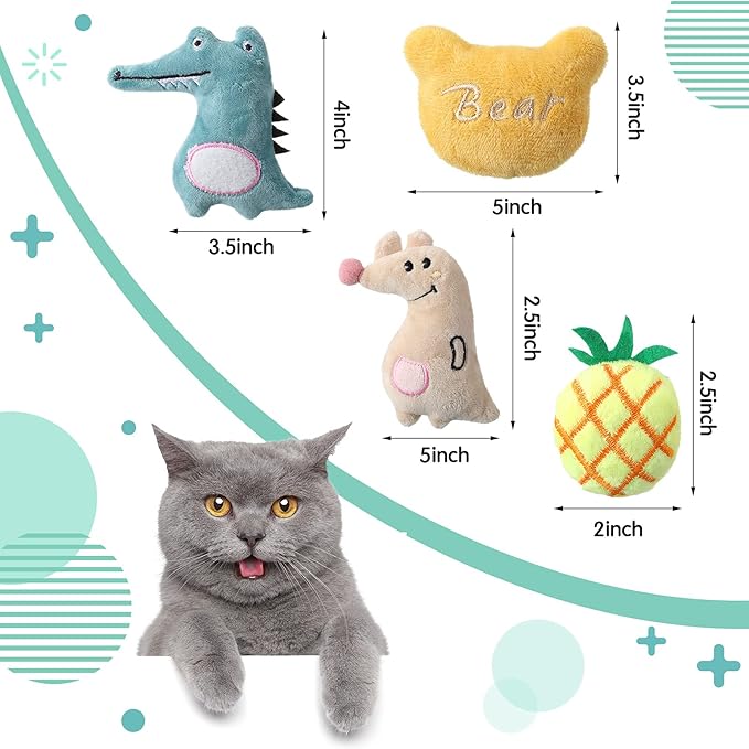 Gejoy 20 Pack Catnip Toys for Indoor Cat Plush Kitten Cat Chew Toys Catnip Kitten Entertaining Interactive Safe Teeth Cleaning Dolls(Lovely)