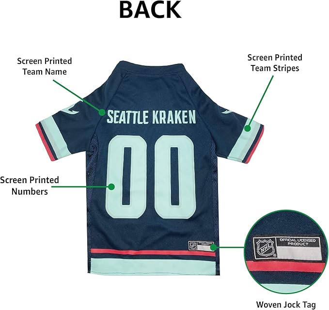 NHL Seattle Kraken Jersey for Dogs & Cats. - Size: X-Small. Best PET Jersey for the NEW HOT Ice Hockey Team for Puppies, Large Dogs, Kittens & Large Cats