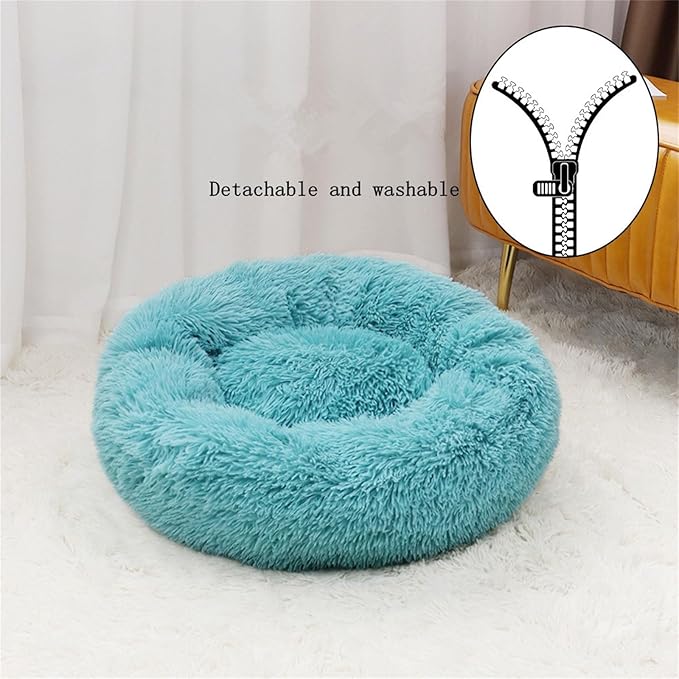 Thereisno Soft Handmade Pet Bed for Cat or Small Dog Detachable Round Bed for Fall Winter Indoor Sleeping Furniture Cat Bed