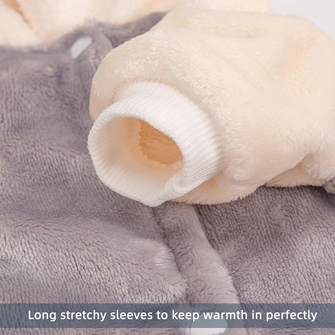 FabriCastle Dog Hoodie Sweater for Small Dogs Boy and Girl, Small Dog Clothes XS XXS Puppy Sweatshirt, Pet Outfit, Cat Clothing Super Soft Warm Snap On Closure (Lightgrey-Cream, Medium)