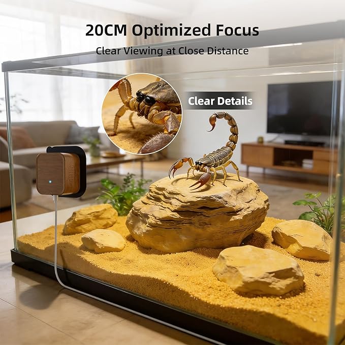 5MP Aquarium & Terrarium Camera, WiFi Pet Camera with Color Night Vision, Daily Time-Lapse Video, 120° Wide-Angle Anti-Glare Lens, AI Motion Alerts, Easy Magnetic Install for Fish, Reptiles, Insect