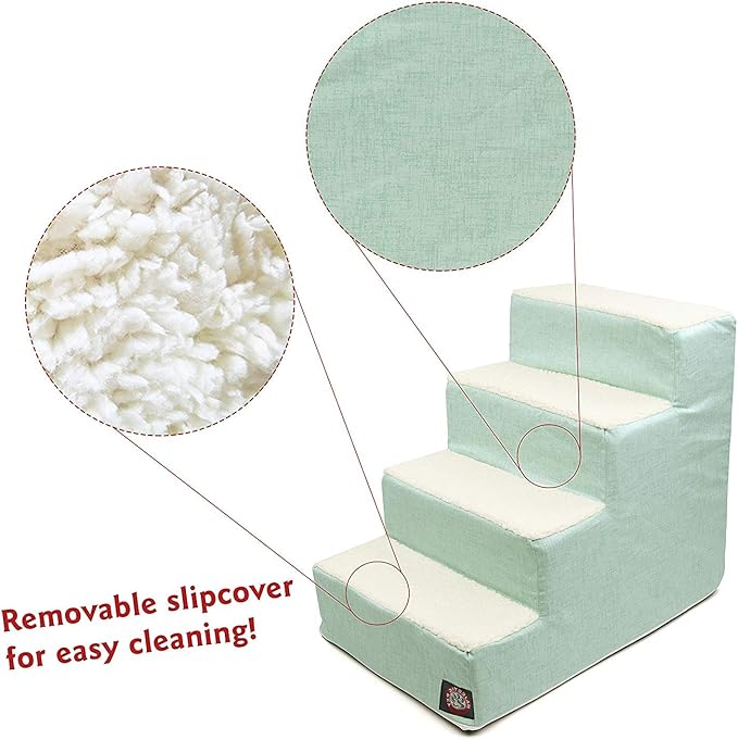 Majestic Pet Portable Pet Stairs | Soft Sherpa Steps Foam Feeling | Steps for Dogs & Cats | Dog & Cat Ramp | Indoor Only | Max Weight: up to 250 Lbs, 4 Step, Jackson Heathered Mint Teal