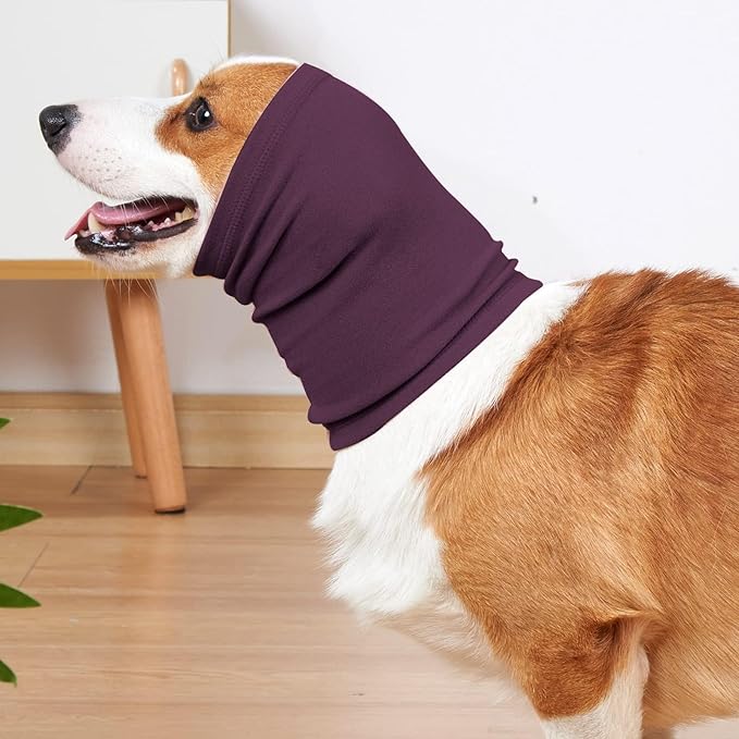Dog Head Cover Keep Calm Ear Wrap Neck Muff Wrap Hematoma Dog Ear Cover Pail Lilac+Pink M