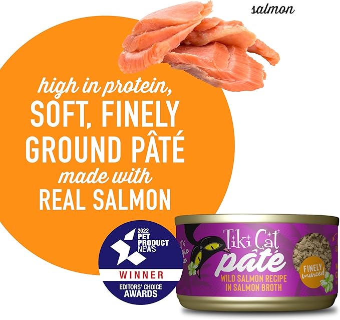 Tiki Cat Luau Pâté Wet Cat Food, Salmon, 2.8 oz. Cans (12 Count)