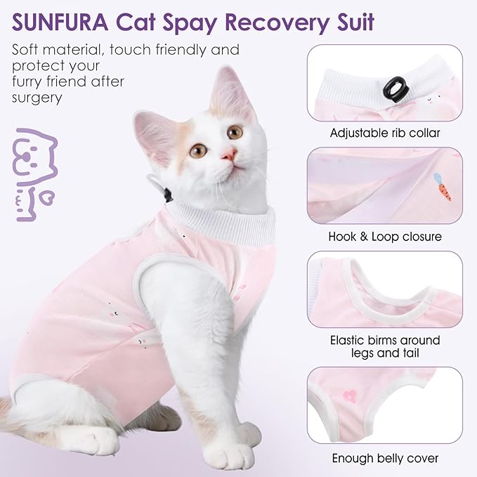 Cat Recovery Suit, Kitten Surgical Full Bodysuit for Abdominal Wound Protector Anti Licking After Surgery, Professional Bandages Cone E-Collar Alternative for Small Male & Female Pets