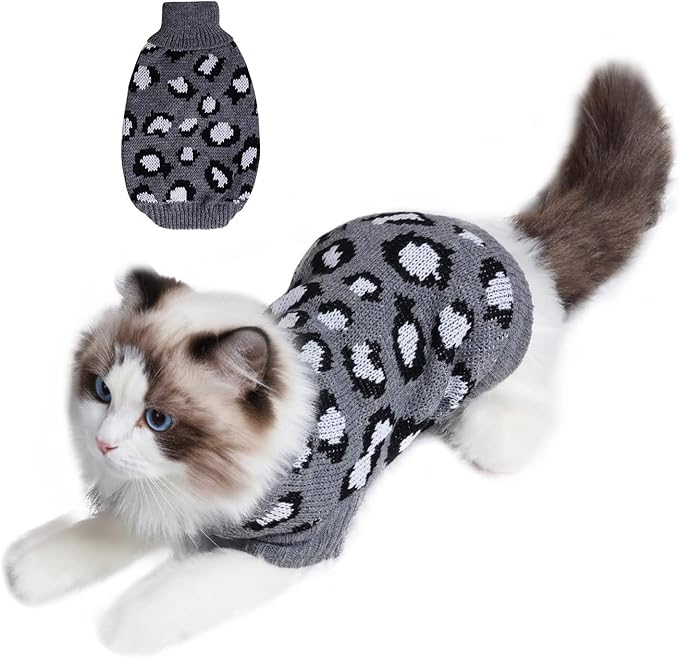 Cat Sleeveless Sweater Knitted Clothes for Cat Small Dogs Winter (Gray, X-Small)