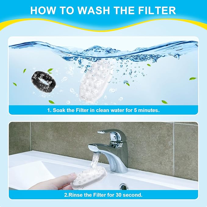 16 Pcs Cat Water Fountain Filters Replacement & Pre-Filter Sponges for 108oz/3.2 Stainless Steel Pet Water Fountain with Water Level Window
