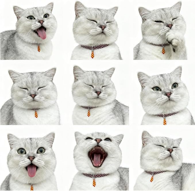 2 Pack Cotton Cat Kitten Collar with tie Accessories, Classic Stripes Cute Cat Collar for boy Girl Cats, Adjustable 7.8-12.2in Kitten Collars for Wedding Formal Party Red & White