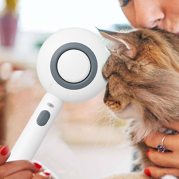 Pet Grooming Brush for Cats & Dogs - Steam Brush with Dual Functions, Moisturizer, Release Button, Water Reservoir - Ideal for Removing Static and Shedding, Perfect for Travel
