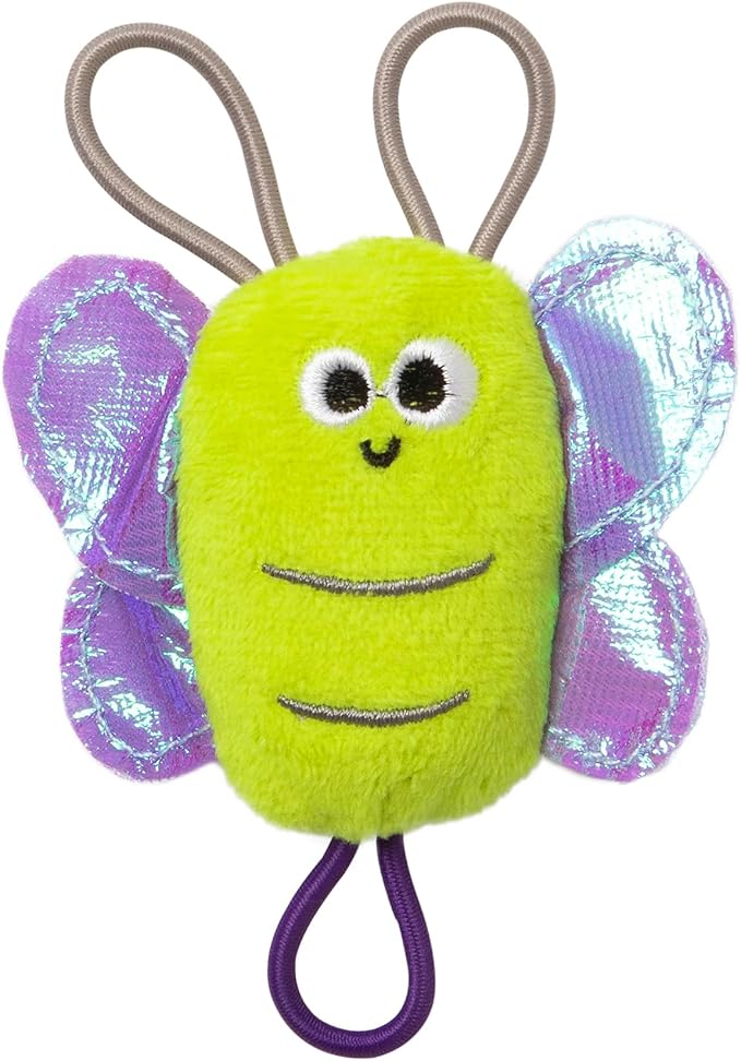 Mad Cat Sling Shot Critter Butterfly Catnip and Silvervine Plush Fling Cat Toy, Pack of 1, Fling and Launch