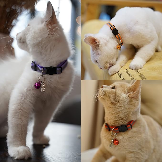 Extodry 14 Pack Set Kitten Collars Breakaway with Bells,Reflective Safety Cat Collar,Ideal for Puppy, Girl Boy Cats,with Name Tag,Adjustable for Small Animal,Pet Supplies(12 Colors & 2 ID Tags)