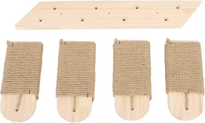 Asixxsix Cat Wall Shelves, Pine Wood Construction Space Saving Cat Shelves, Wall Mounted Furniture with Scratch Post and Bed for Home Apartment (4 Tier)