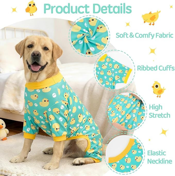 XPUDAC Dog Pajamas Soft Stretchy Duck Dog Clothes for Large Dogs Pet Jumpsuit Puppy Onesie Outfits Cat Apparel-3XL