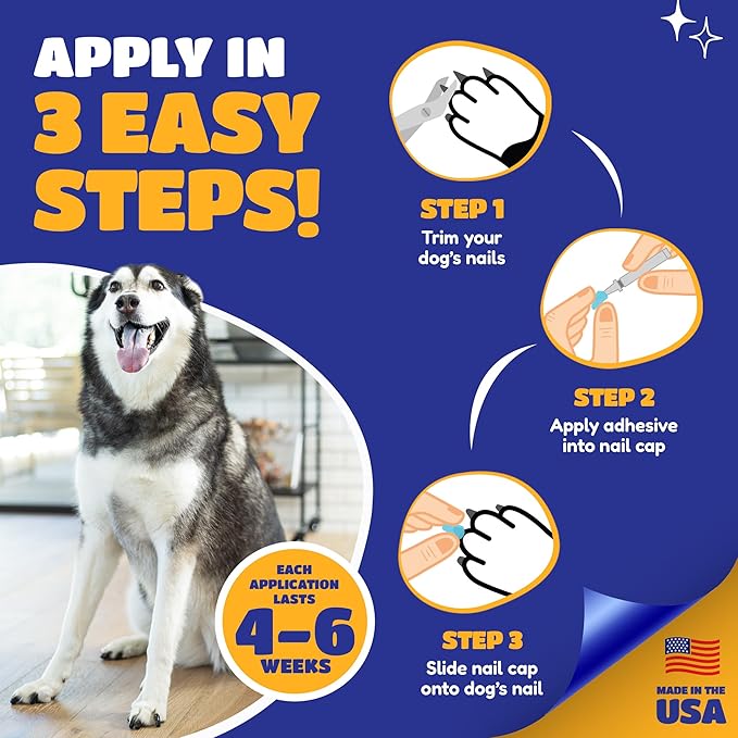 Soft Claws Nail Caps for Dogs with Non-Slip Design Made in USA - 40 Dog Nail Covers for Long-Lasting Protection of Floors and Furniture - Black, Small