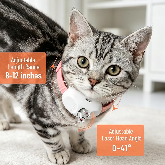 Obfuscate Automatic Laser Cat Toy with Adjustable Laser Head and Bendable Collar,USB Rechargeable,Flashing and Steady Modes,Smart Auto-Off,Interactive Cat Toys for Indoor Cats and Kittens