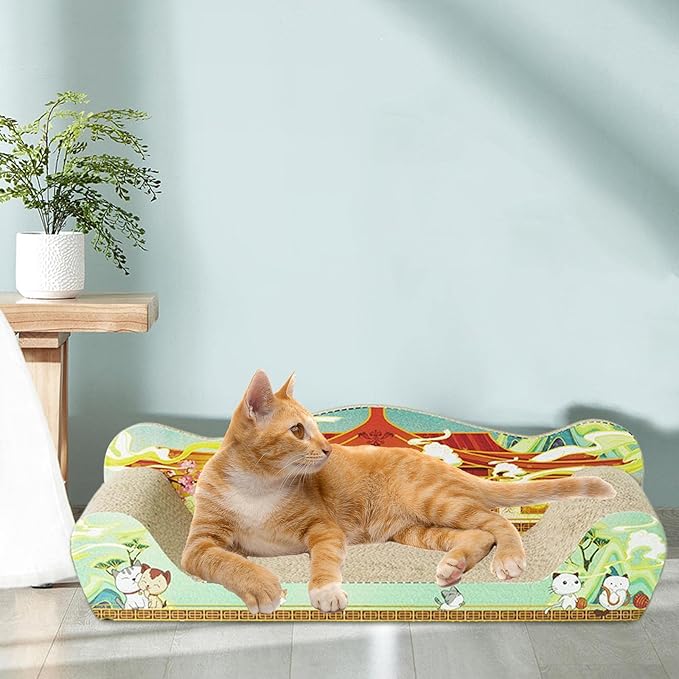 Cat Scratching Posts Cardboard Cat Scratching Bed Prevents Damage to Furniture Cardboard Living Room Sofa Scratching Board, 51cmx27cmx15cm
