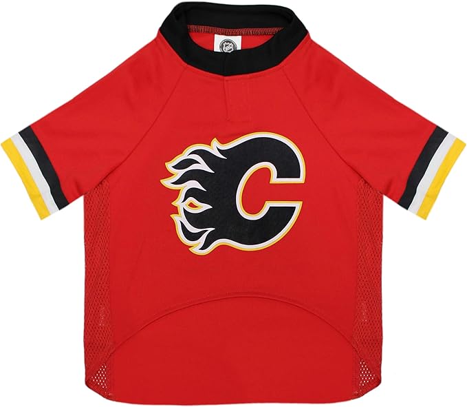 NHL Calgary Flames Jersey for Dogs & Cats, Small. - Let Your Pet Be A Real NHL Fan!
