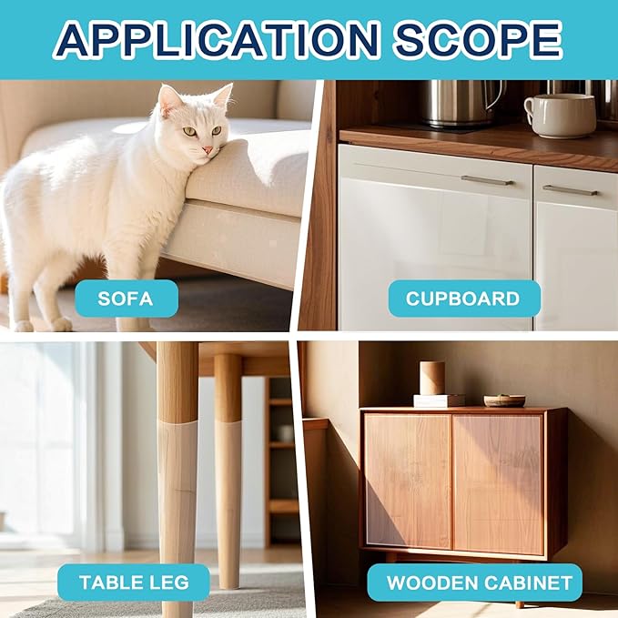 Thicken Vinyl Anti Cat Scratch Furniture Protector，165’’ X 12.4’’ Cat Scratch Deterrent for Furniture, Single Side Couch Protector for Sofa, Couch, Carpet, Door and Chair