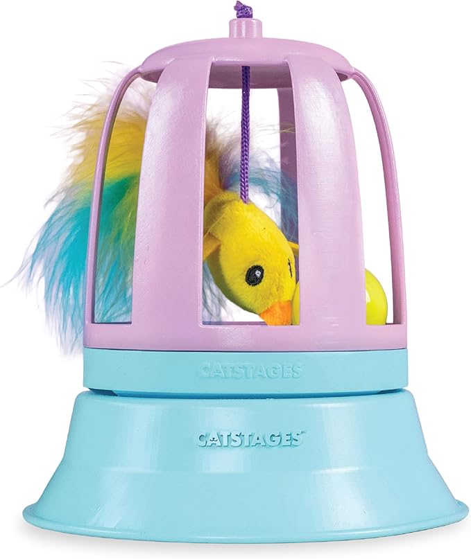 Catstages 2-in-1 Chirping Bird Interactive Cat Toy – Touch-Activated Toy with Sound and Ball Track Fun, Standalone Toy or Track Add-On, Purple