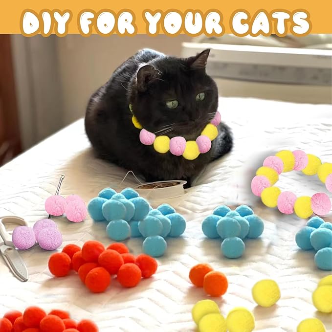 Cat Toy Ball with Launchers Set , Interactive Cat Toys with 2 Launcher & 100 Colorful Soft Pom Balls, Fun Pet Play Toys (Reinforced Edition) (100 balls & 2 launchers)