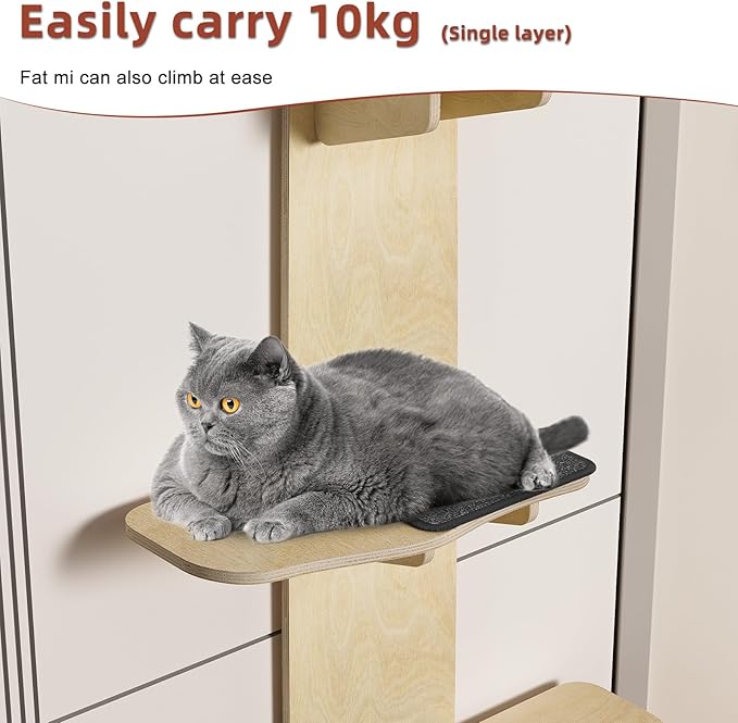 4-Levels Door Hanging Cat Climber Door Cat Tree, Door Hanging Cats Shelf Cats Ladder with Scratching Post Tease Cat Ball Easy to Install Space-Saving 16.54" x 9.06" x 66.93"