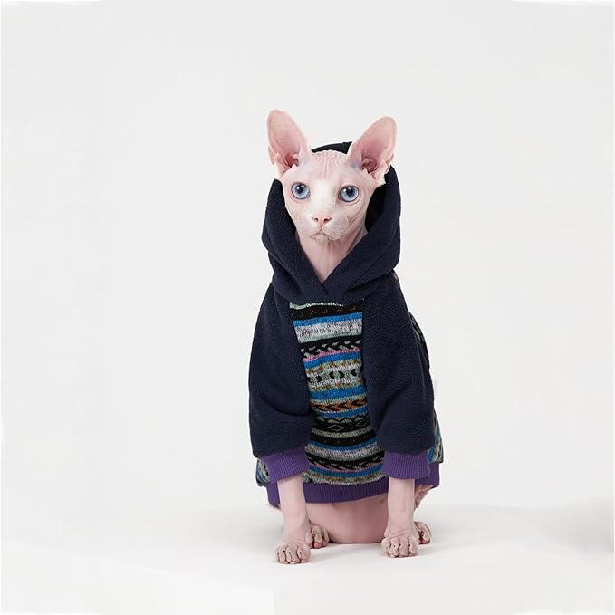 Sphynx Cat Hoodie SweaterWarm Fleece Sweater for cat, Knit Fleece Dog Clothes for Kitten Small Medium Dogs (X-Large)