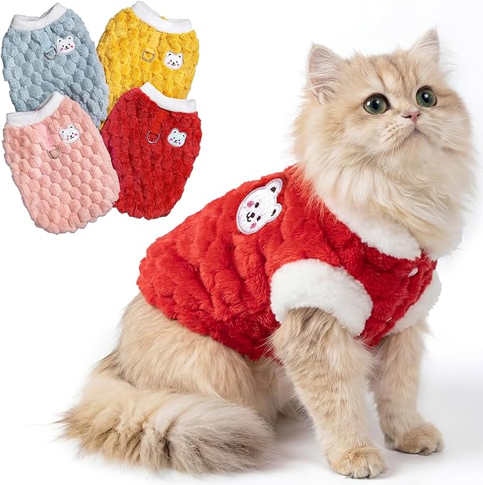 Dog Sweater for Small Dogs Puppy Cats Winter Warm Soft Pet Clothes Pullover Cute Extra Small Dog Apparel, Cat Sweaters for Cats Only Fit Chihuahua Yorkie(Red, XXL)