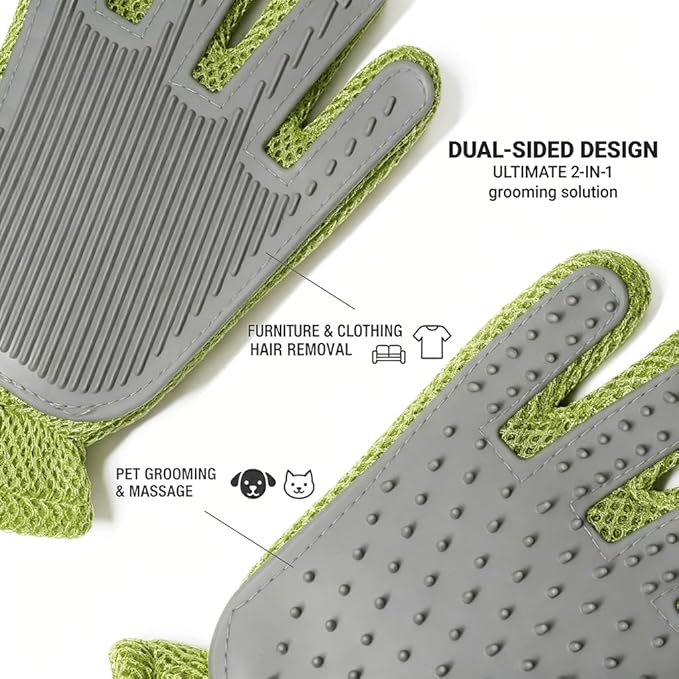 MEUOMIW - Pet Grooming Glove & Hair Remover - Deshedding Brush for Shedding Control - Gentle Massage Mitt for Dogs & Cats with Long and Short Fur - Ideal for Bathing and Grooming (one piece)