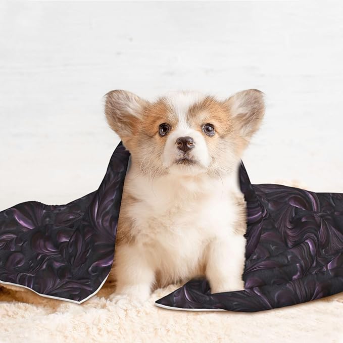 Cat Dog Blanket Deep Aubergine Metallic Foil with Organic Swirl Ultra Soft Warming Mat for Indoor Pet Beds Furniture 27.6 X 19.7inch