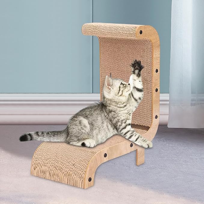 L Shaped Cat Scratcher Cardboard Cat Scratching Board Cat Sleeping Bed Grinding Paws Lounge Bed Vertical Cat Scratch Pad, Style B