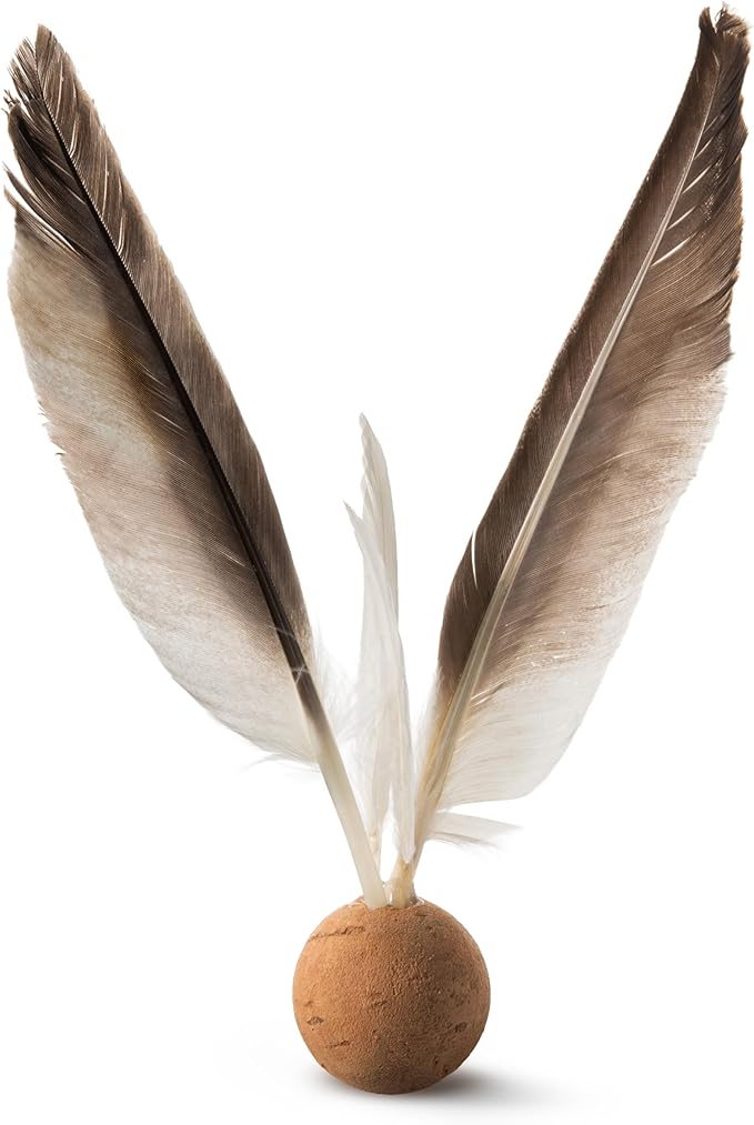 from The Field | Oscar De La Bird Cat Toy | Natural Cork Ball with Dye-Free Feathers | Eco-Friendly, Durable, USA-Made Interactive | Play Toy for Cats and Kittens