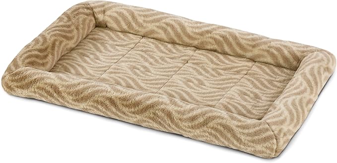 MidWest Homes for Pets QuiteTime Deluxe Wave Bolster Bed for Medium Dogs; Easily Machine Wash and Dry; Tan; 30"; 40230-WVTN