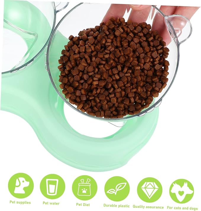 Yardwe 3-in-1 Raised PET Bowl Set with Water Feeder Tilted Cat Food and Water Bowls for Small Dogs and Cats Wet and Dry Food Compatible Space-Saving Design