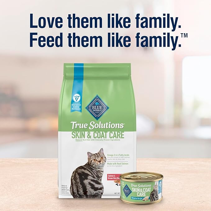 Blue Buffalo True Solutions Skin & Coat Care Natural Dry Cat Food for Adult Cats, Salmon, 11-lb. Bag