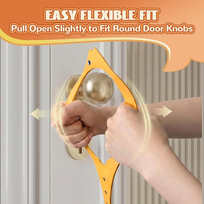 TGIOW Cat Door Latch, 2 Pcs Cat Door Stopper Pet Door Latch to Keep Dog Out of Litter Box and Food, Door Prop for Cat with 5 Adjustable Size Strap 2.5-6" Wide, No Measuring, Easy to Install, Yellow