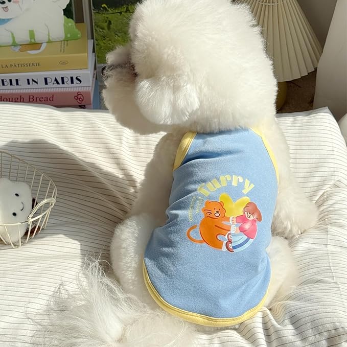 Pet Camisole Skirt Outfit for Small Dogs & Cats - Cute Spring Summer Printed Tank Top and Dress, Breathable Cat & Dog Clothing
