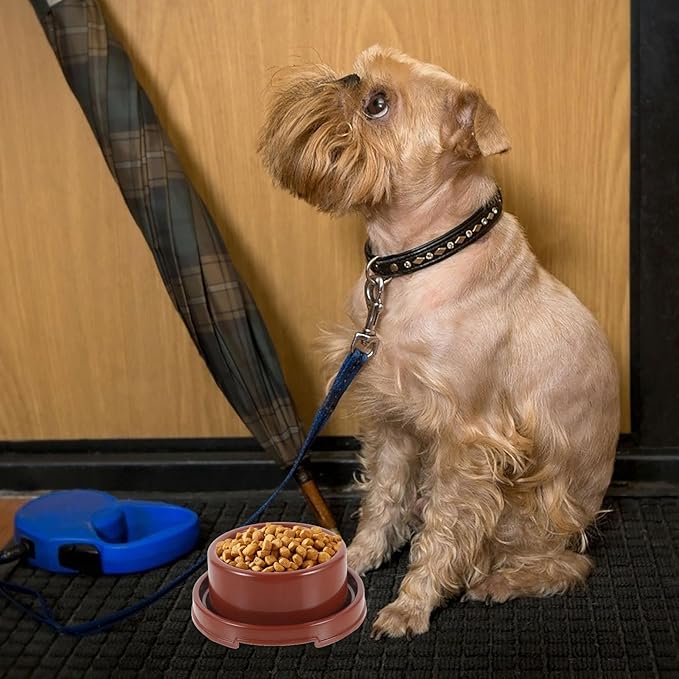 Totority Anti-Slip Plastic Pet Bowl for Dogs and Cats, Brown Round Dog Feeder Bowl with Sturdy Pp Material, Suitable for Puppy Feeding and Watering at Home Or Travel
